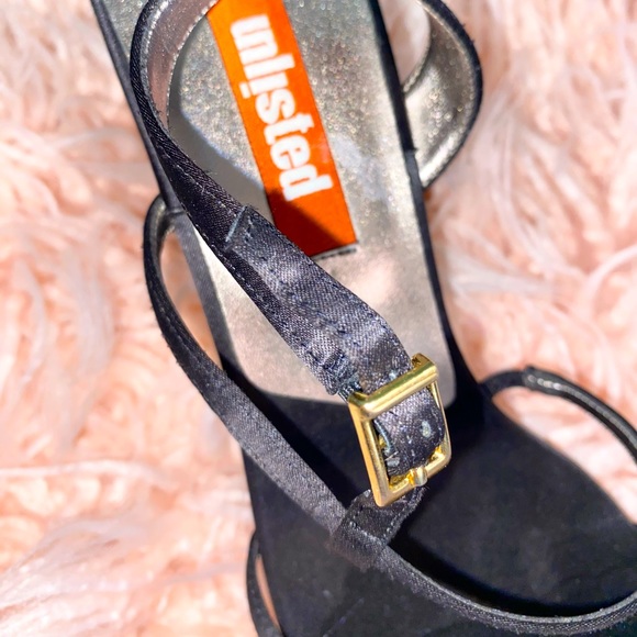 1990s Kenneth Cole Unlisted Women’s Black Strappy Square Kitten Heels Size 9.5 - Picture 6 of 9